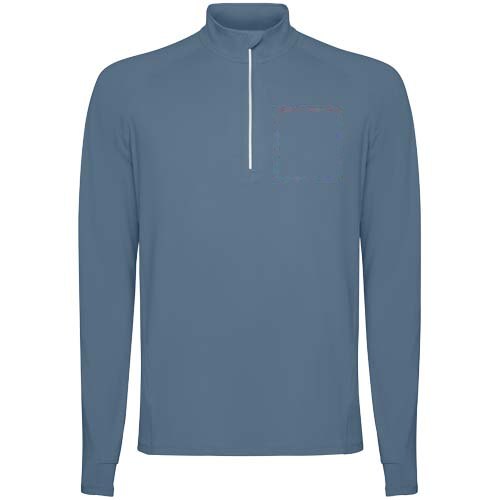 Estambul 200 g/m² herensweater met lange mouwen en halve rits — drukvlak linker borst