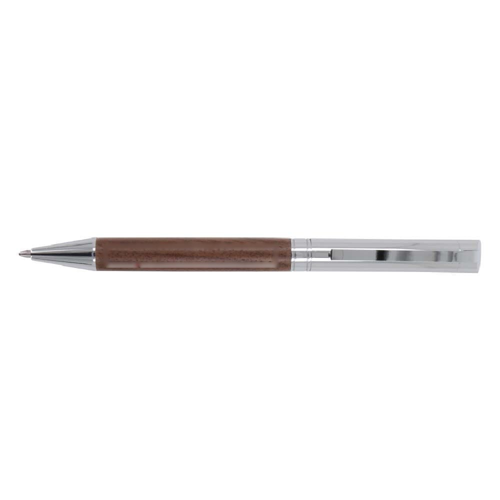 Balpen en rollerball set walnoot hout — drukvlak ballpen verlengde van de clip