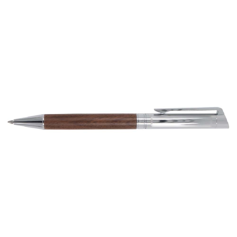 Balpen en rollerball set walnoot hout — drukvlak ballpen op de houder
