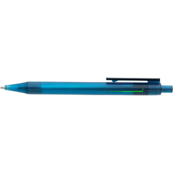 GRS RPET X8 transparante pen — drukvlak naast clip