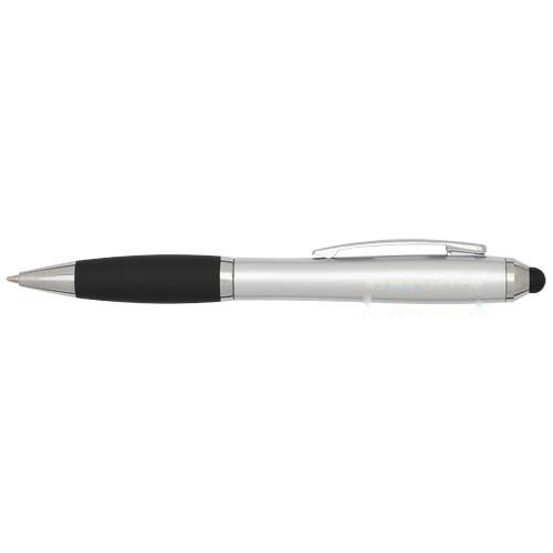 Nash RCS balpen met stylus van gerecycled plastic met gekleurde behuizing en zwarte grip (zwarte inkt) — drukvlak verlengde van de clip dikste gedeelte