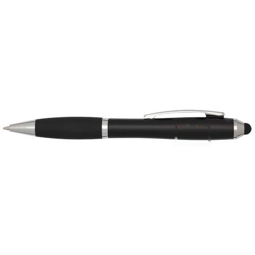 Nash RCS balpen met stylus van gerecycled plastic met gekleurde behuizing en zwarte grip (zwarte inkt) — drukvlak rondom
