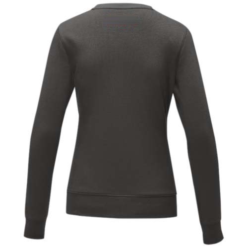 Zenon dames sweater met crewneck — drukvlak hoog op de achterzijde