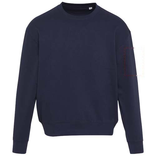 Boris 280 g/m2 unisex OCS organische oversized trui met ronde hals — drukvlak linker bicep
