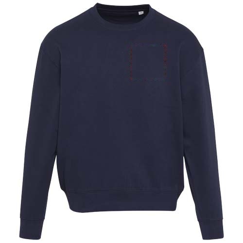Boris 280 g/m2 unisex OCS organische oversized trui met ronde hals — drukvlak linker borst