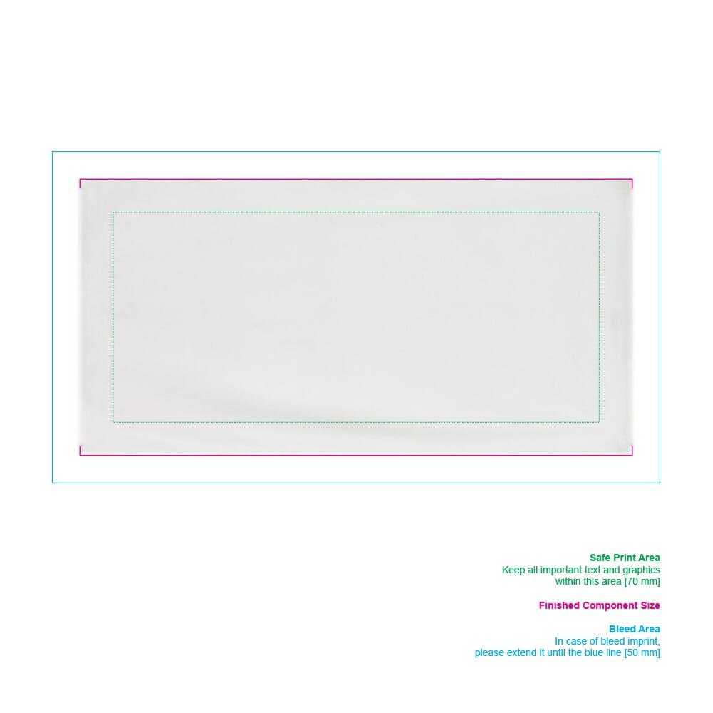 Dubbelzijdige handdoek sublimatie 50 x 100 cm 400 g/m² — drukvlak volledige voorkant