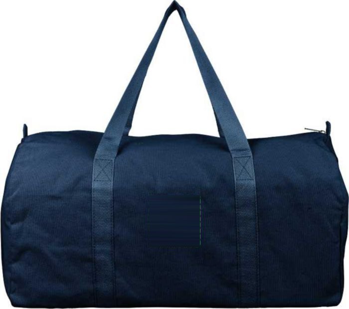 Gerecyclede polycotton (330 gsm) dufflebag Tian — drukvlak achterzijde