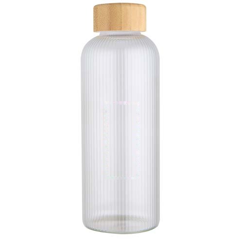 Mirage 650 ml enkelwandige fles van borosilicaatglas met bamboe deksel — drukvlak voorzijde