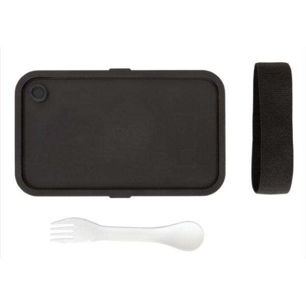 PP lunchbox met spork — drukvlak artikel bovenzijde rechts