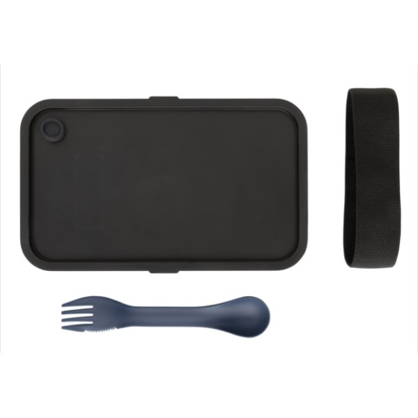 PP lunchbox met spork — drukvlak artikel bovenzijde links