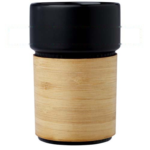 Fika 340 ml beker met bamboe hoes — drukvlak rondom
