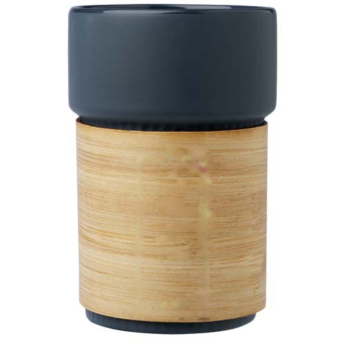 Fika 340 ml beker met bamboe hoes — drukvlak mouw