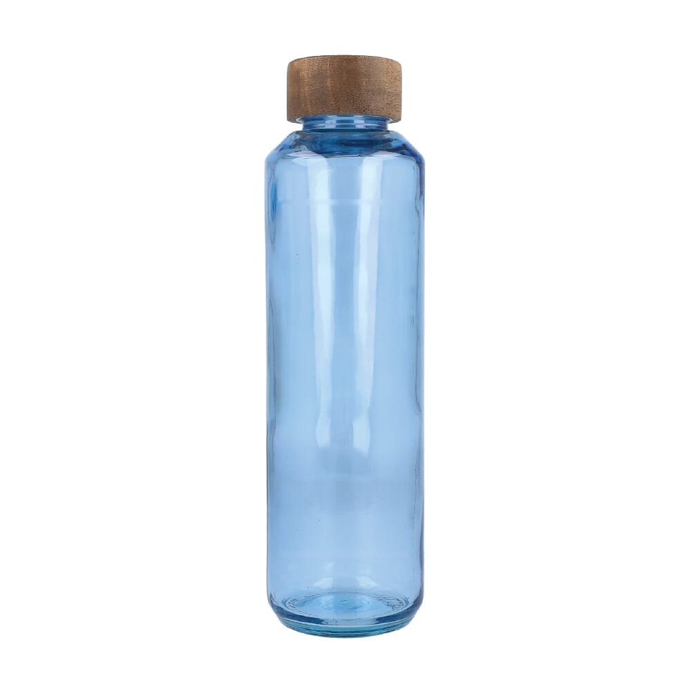 InSideOut Gerecyclede glazen Waterfles ReuuZ met houten dop 650 ml — drukvlak op de voorkant