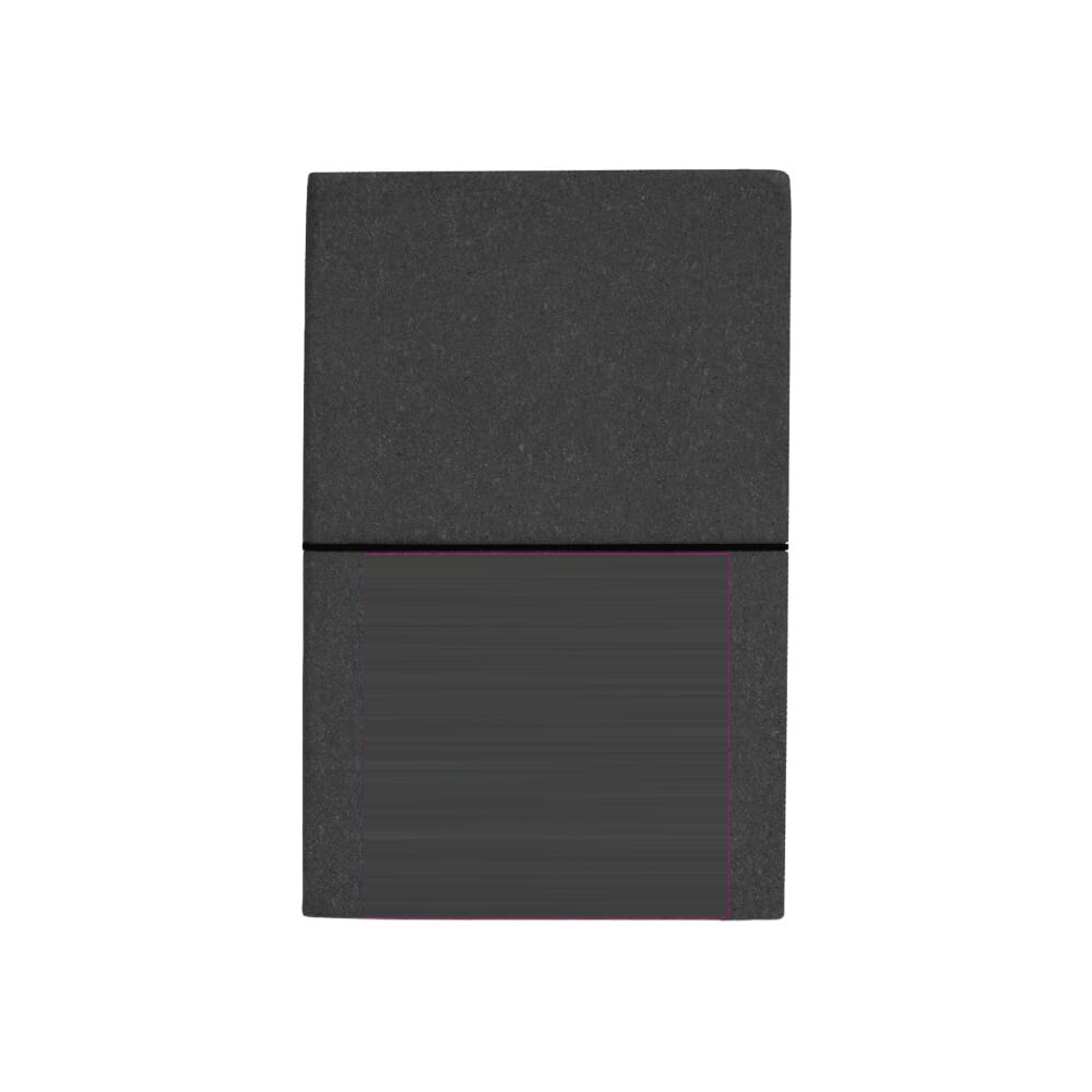Notitieboek recycled leer A5 — drukvlak zijde 1 onderaan