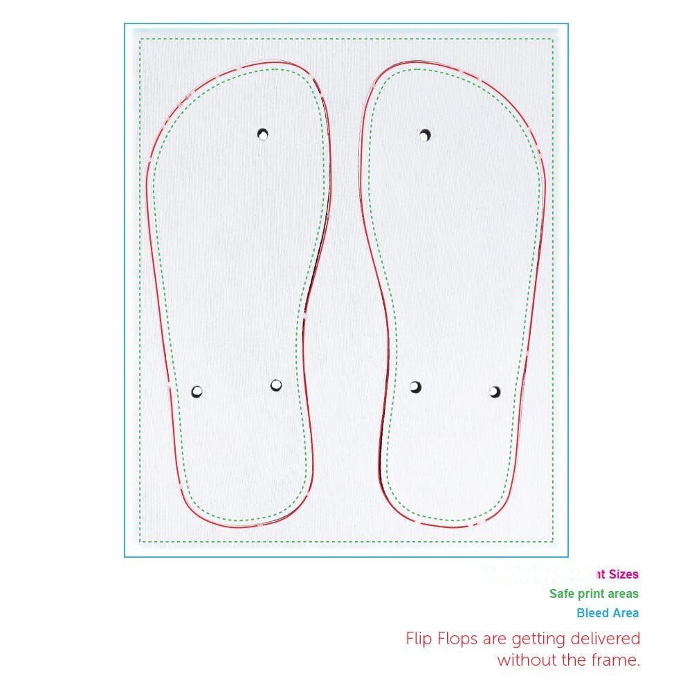 Slippers maat XL 43/46 sublimatie — drukvlak volledige bovenzijde