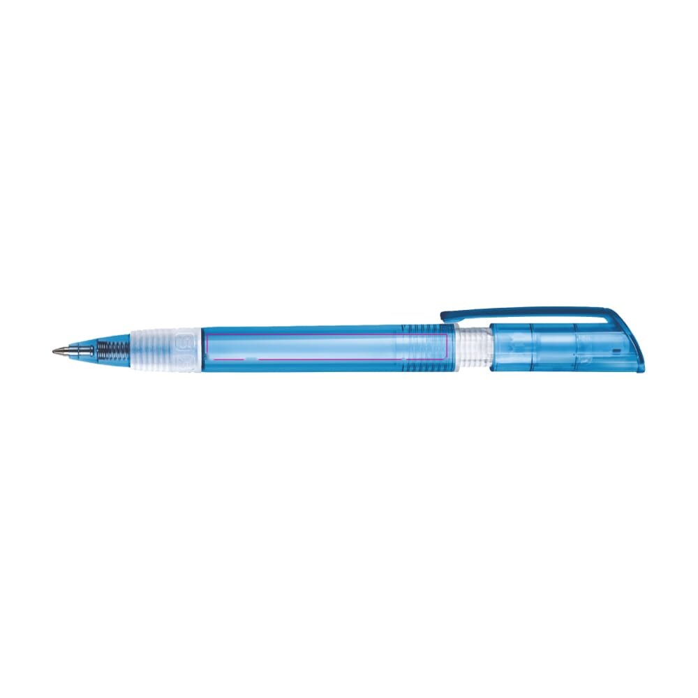 Balpen S40 Grip Clear transparant — drukvlak 90 graden van de clip