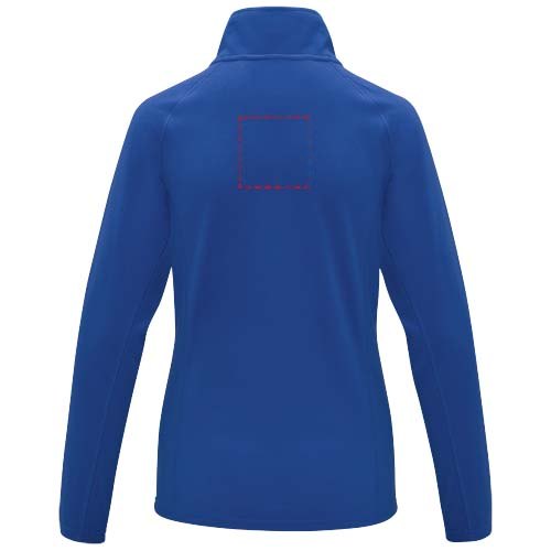 Zelus dames fleece jas — drukvlak impact hoog op de achterzijde