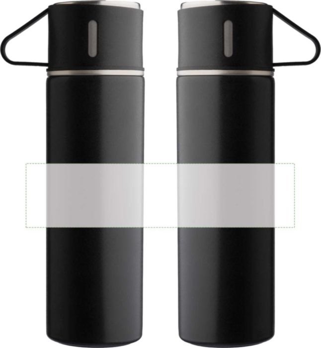 Thermosfles-set | Rvs | 420 ml + 2 bekers — drukvlak rondom
