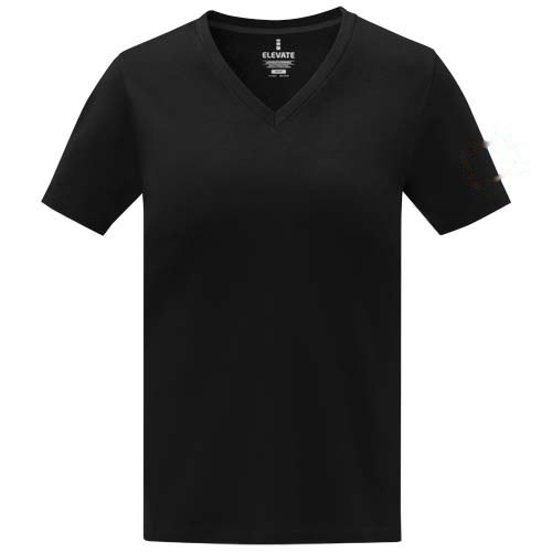 Somoto Dames T-shirt met V-hals en korte mouwen — drukvlak linker bicep