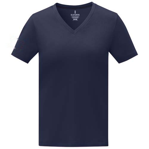 Somoto Dames T-shirt met V-hals en korte mouwen — drukvlak rechter bicep