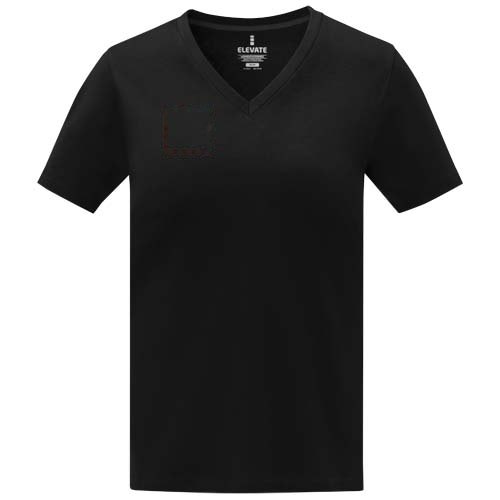 Somoto Dames T-shirt met V-hals en korte mouwen — drukvlak rechter borst