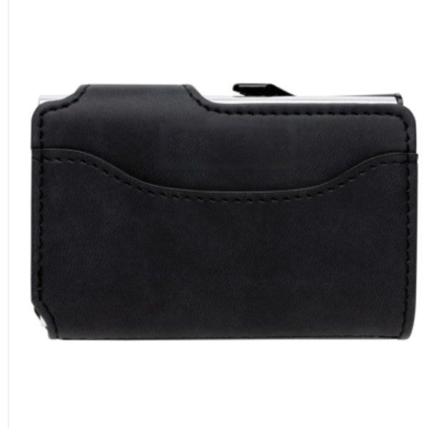 Standaard aluminium RFID kaarthouder met PU portemonnee — drukvlak artikel achterzijde boven