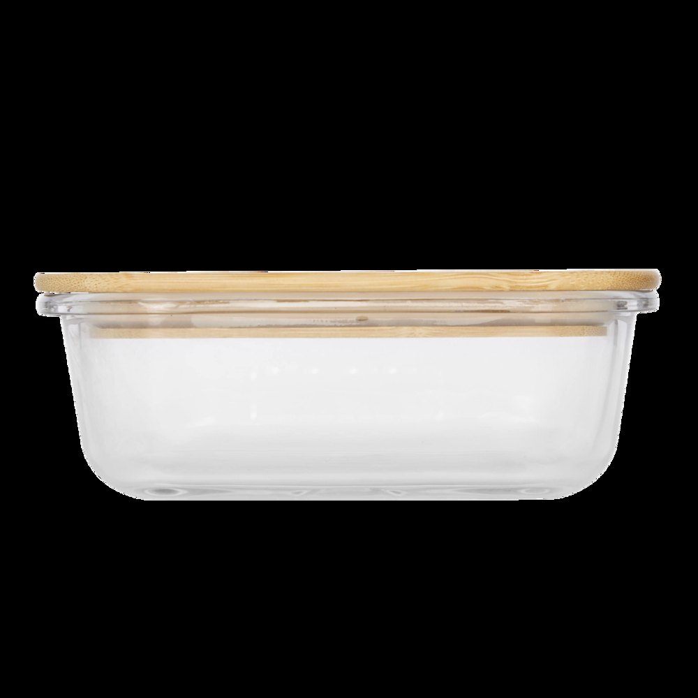 ROSILI L - Lunchdoos, met bamboe deksel: inhoud ca. 1.060 ml — drukvlak gecentreerd op de long zijde van de glass