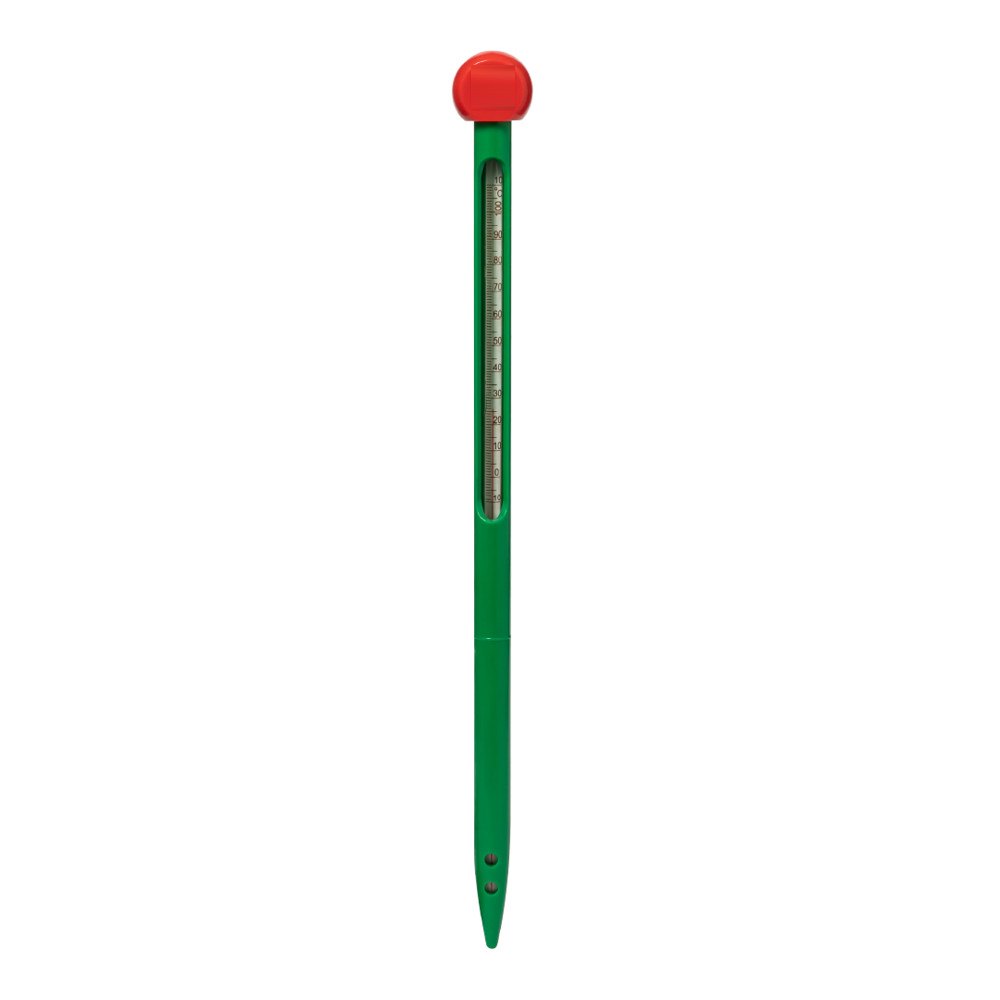 Grondthermometer Cynex — drukvlak op de rode knop