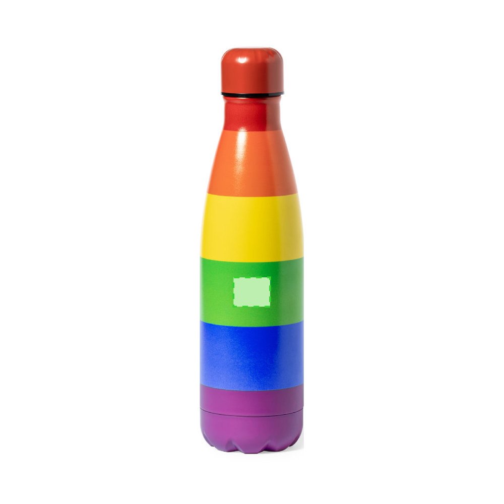 Fles Jedet — drukvlak als de mat gevouwen is op de voorkant