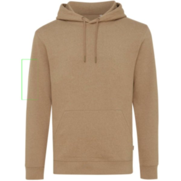 IQONIQ Torres gerecycled katoen hoodie ongeverfd — drukvlak mouw rechts