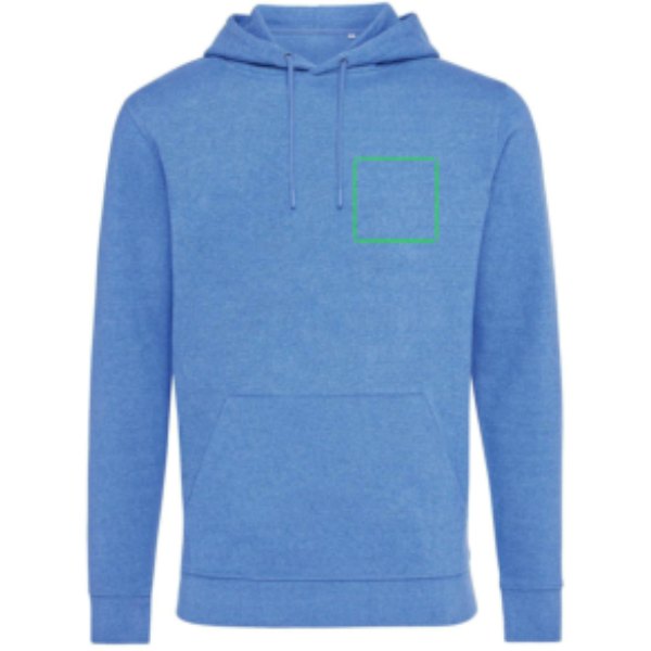 IQONIQ Torres gerecycled katoen hoodie ongeverfd — drukvlak borst linkerzijde