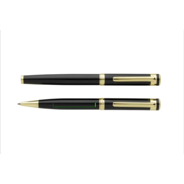 Swiss Peak Luca RCS recycled brass deluxe pen set — drukvlak voor de clip