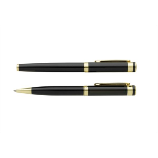 Swiss Peak Luca RCS recycled brass deluxe pen set — drukvlak naast clip
