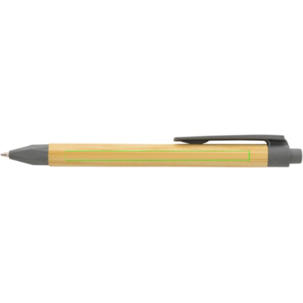 Write responsible recycled papieren pen — drukvlak naast clip