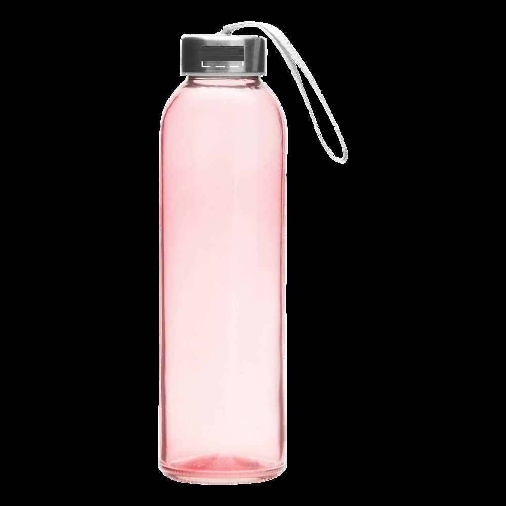 TAKE SMART - Glazen drinkfles — drukvlak gecentreerd aan de zijkant van het deksel