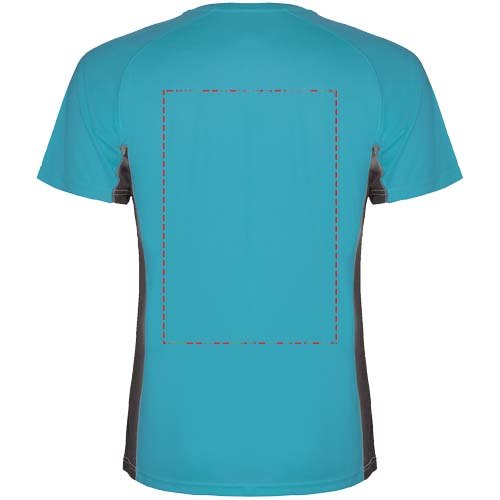 Shanghai 140 g/m² sportshirt met korte mouwen voor heren — drukvlak impact hoog op de achterzijde