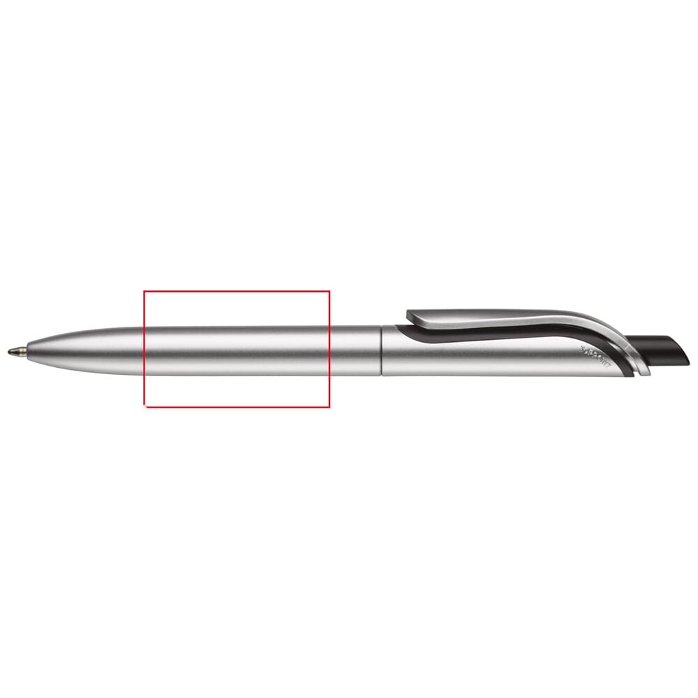 Balpen Click Shadow metallic — drukvlak 90 graden van de clip