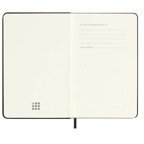 Moleskine hardback pocket dag-agenda voor 12 maanden — drukvlak binnenzijde