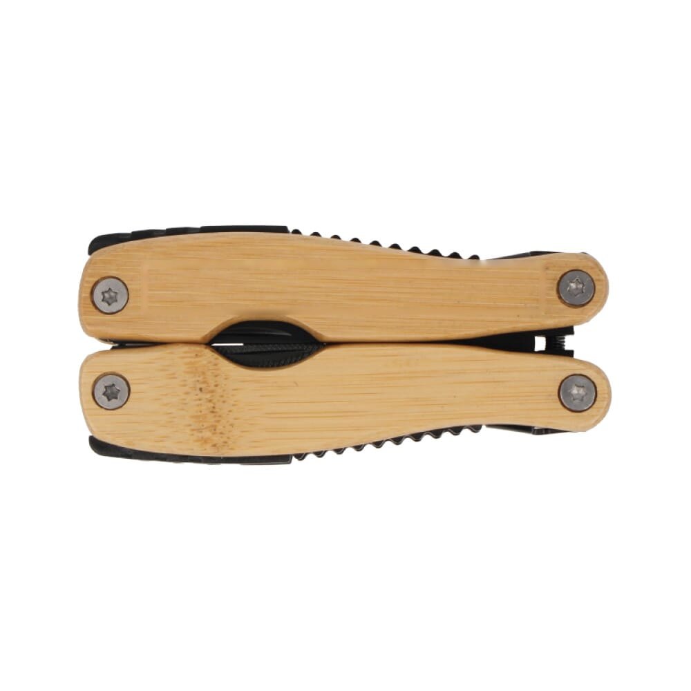 Multitool bamboe 8 functies — drukvlak handvat links