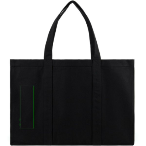 VINGA Hilo AWARE™ recycled canvas maxi draagtas — drukvlak artikel achterzijde links