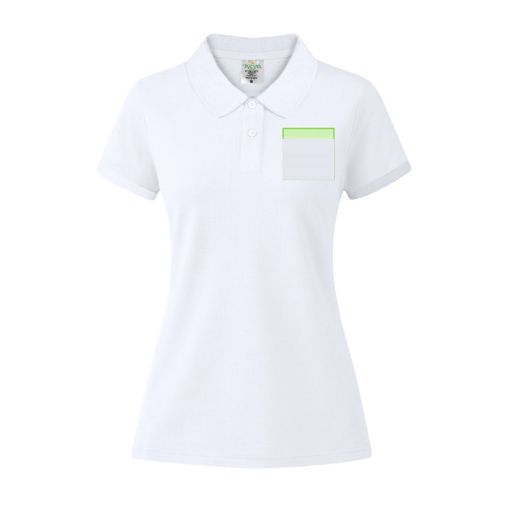 Dames Wit Polo Shirt "keya" WPS180 — drukvlak linkerborst
