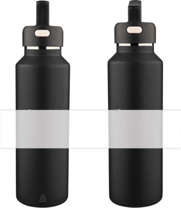 Gerecyclede roestvrijstalen dubbelwandige fles (600 ml) Mace — drukvlak rondom