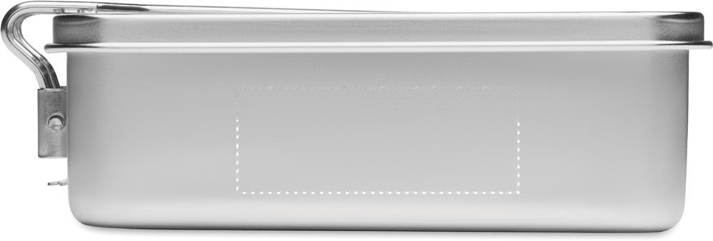 TAMELUNCH - Roestvrijstalen lunchbox — drukvlak zijkant, hendel links
