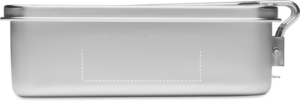 TAMELUNCH - Roestvrijstalen lunchbox — drukvlak zijkant, hendel rechts