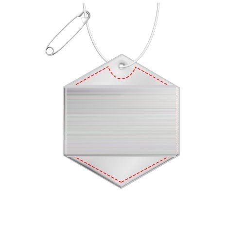 RFX™ H-12 zeshoekige lichtgewicht reflecterende PVC hanger — drukvlak voorkant (onder reflecterende laag)