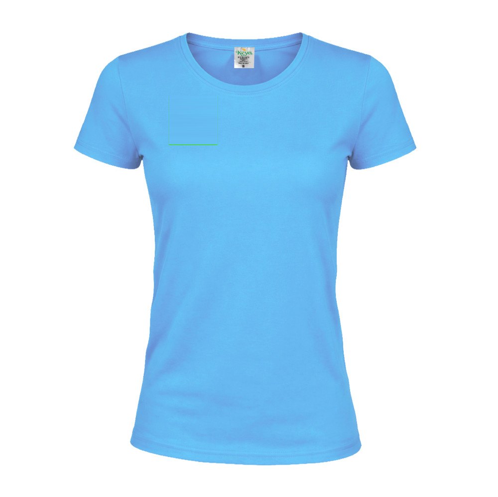 Kleuren Dames T-Shirt "keya" WCS180 — drukvlak rechterborst