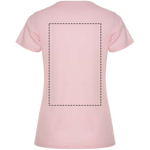 Montecarlo 150 g/m² sportshirt met korte mouwen voor dames — drukvlak impact hoog op de achterzijde