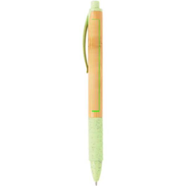 Bamboe & tarwestro pen — drukvlak naast clip