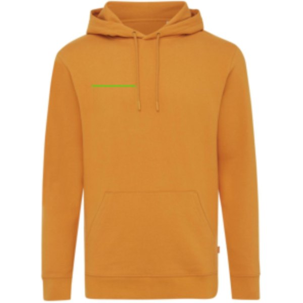 IQONIQ Jasper gerecycled katoen hoodie — drukvlak borst rechterzijde