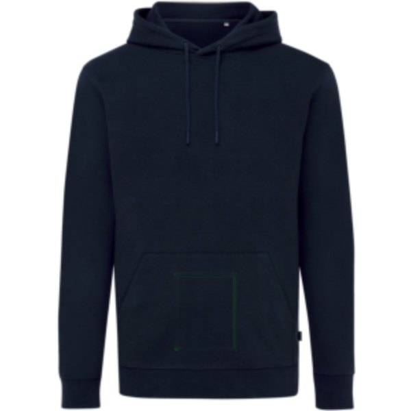 IQONIQ Jasper gerecycled katoen hoodie — drukvlak zak
